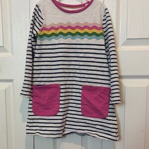 Mini Boden Striped Dress with Pink Pockets